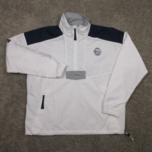 Penn State Nittany Lions Jacket Mens Large White Columbia Half Zip Windbreaker